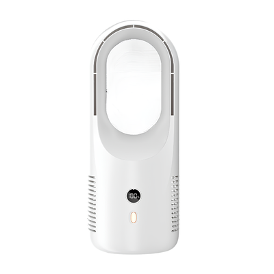 Ventilatore da tavolo senza pale, ricaricabile USB, display LED, 6 velocità, silenzioso, aria circolante a 360°.