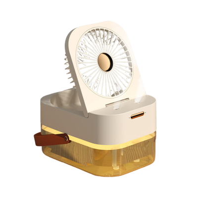 Ventilatore nebulizzatore USB portatile con luci notturne, raffreddamento e umidificazione, serbatoio 2,5 L.