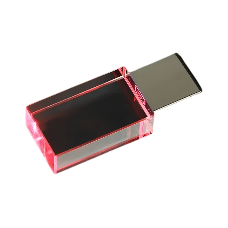 Pen drive in cristallo rosa trasparente con connettore USB, USB flash drive elegante regalo tech