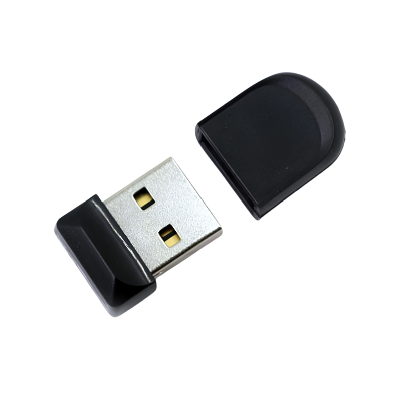Chiavetta USB : USB-A, plastica, cappuccio nero, 2.3×1.5×0.8 cm, USB 2.0.
