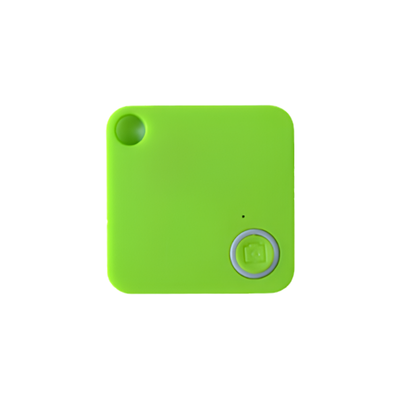 Dispositivo anti-smarrimento in ABS, verde, 38×38×7 mm, distanza wireless 10 m; disponibile in nero, bianco, rosso, blu.