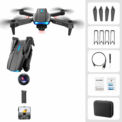 Drone con telecamere 4K dual, controllo smartphone, rilevamento ostacoli su tre lati, hovering intelligente
