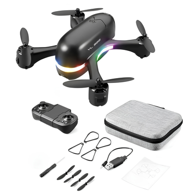 Drone S88 Mini UAV 4K con telecomando, eliche di ricambio, custodia rigida e accessori