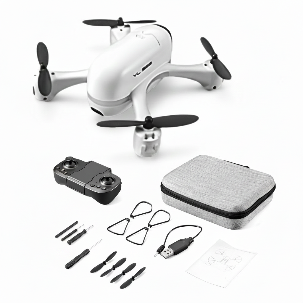 Quadricottero S88 Mini UAV 4K HD con telecomando, custodia, eliche di ricambio e accessori