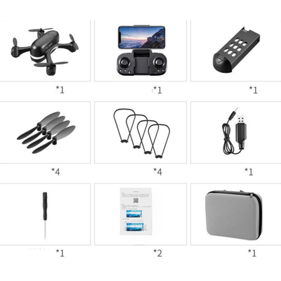 Drone S88 Mini UAV 4K HD a quattro assi con telecomando e supporto per smartphone, colore nero.