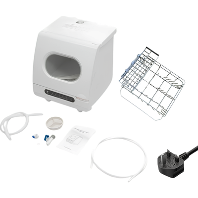 Lavastoviglie da tavolo bianca, 1200W, 21-40L, disinfezione e asciugatura automatiche, senza installazione