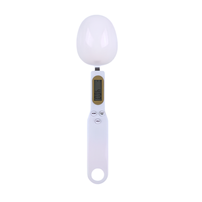 Cucchiaio dosatore digitale con display LCD, bilancia da cucina compatta bianca