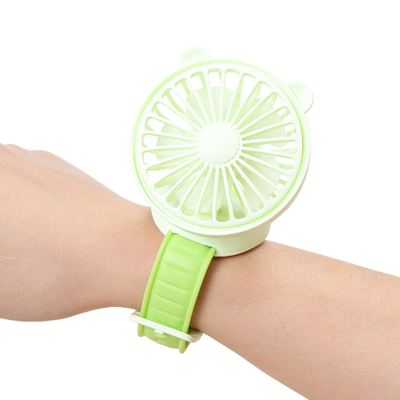 Ventola orologio verde ricaricabile USB da polso con cinturino, mini ventola portatile