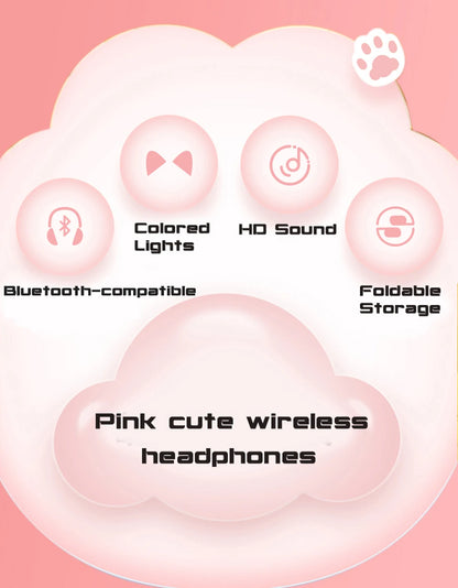 Cuffie Auricolari Bluetooth Fatto Orecchie Luci LED Simpatiche Diversi Colori Ironiche Ricaricabili Microfono Accessori Elettronica - POWER SMARTECH