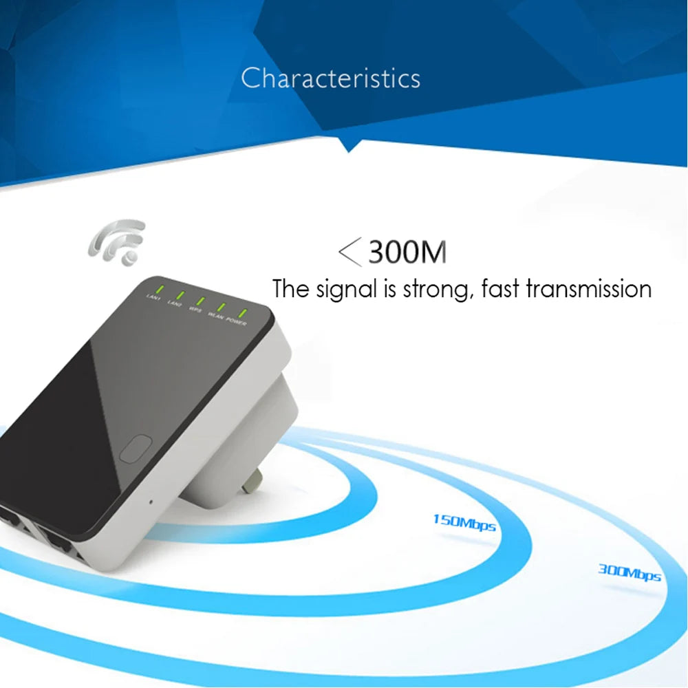 Router WiFi Spina EU/USA/UK Velocità 300Mbps Rete Connettività Elettronica Dispositivi - POWER SMARTECH