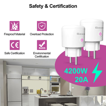 Presa Intelligente Smart Plug 20A WiFi Controllo Vocale Remoto APP Compatibile Alexa Google Home - POWER SMARTECH