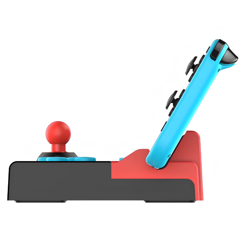 Controller da combattimento, stile arcade PG-9136, joystick blu su base grigia e rossa, per giochi tipo lotta.