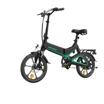Bicicletta Elettrica Elettronica Pedalata Assistita 70 km/h 250W Colore Verde Pieghevole