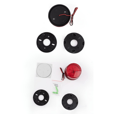 Segnalatore allarme lampeggiante rosso 24V HC-79 con kit montaggio diametro 73 mm, altezza 45 mm, 105 dB