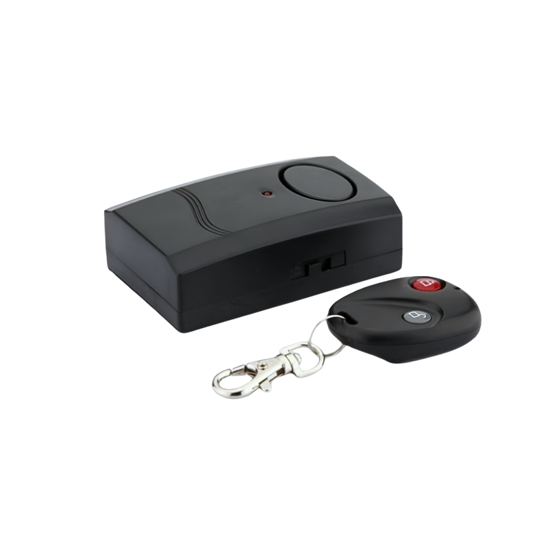 Allarme wireless a vibrazione da 120 dB con telecomando nero, uso domestico, confezione: 1 allarme