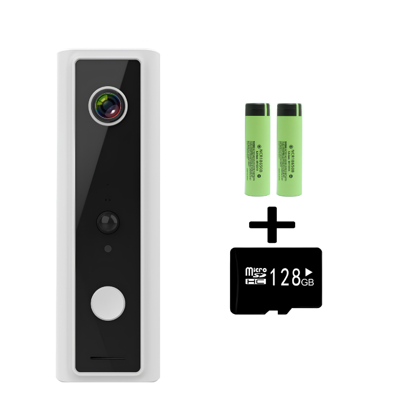 Campanello video WiFi con interfono, risposta 4-6 s, 2×18650, microSD 4–64 GB + cloud; 32 GB dura ~64 giorni/9000 video