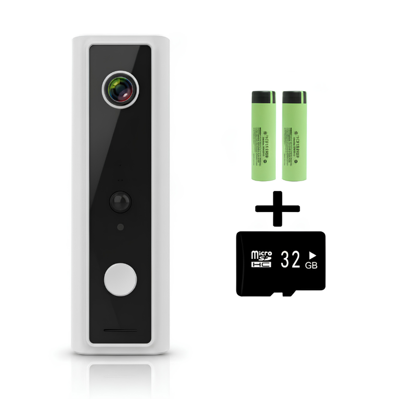 Campanello video WiFi intelligente interfono visivo, 2 batterie 18650, nero/bianco, 0.001Lux, microSD 32GB per 9k video