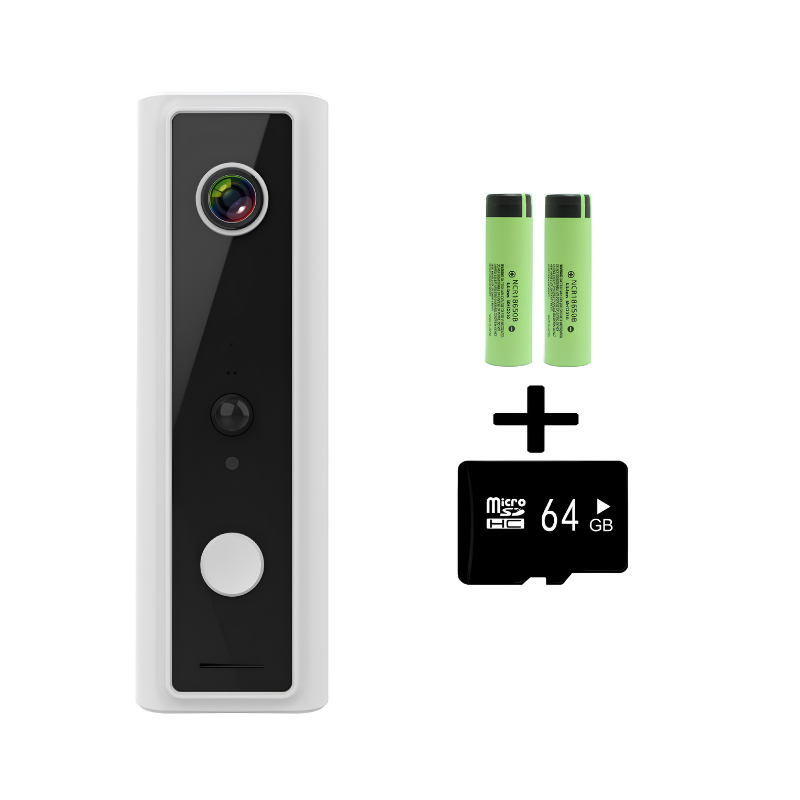 Campanello video WiFi con telecamera, due batterie 18650, 64GB microSD, archiviazione cloud