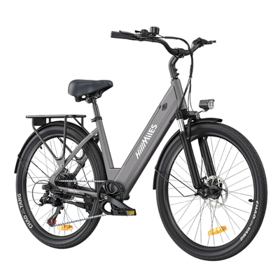 Bici elettrica urbana da 26 pollici, telaio passo basso, batteria 36V 13Ah, 7 velocità, freni a disco.