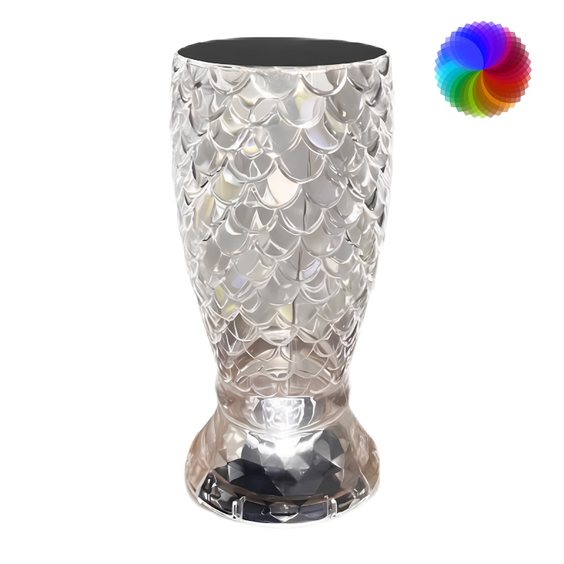 Lampada a scaglie di pesce in acrilico trasparente, LED ricaricabile con porta USB, controllo touch, stile cristallo.