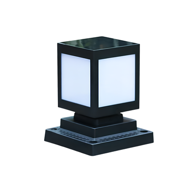 Luce solare da giardino a cubo con LED bianco, base nera, impermeabile per esterno