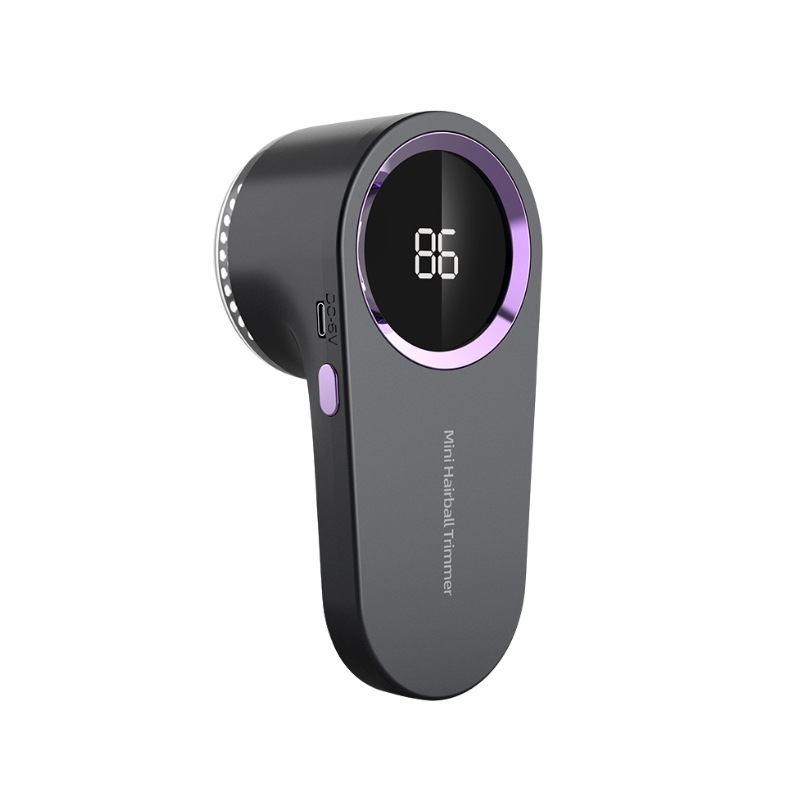 Rasatore di pelucchi portatile con display LED, sei lame in acciaio, ricaricabile, tre livelli di intensità.