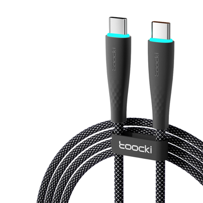 Cavo USB-C a USB-C 100W/66W, cavo intrecciato nero, caricamento rapido, 1 m