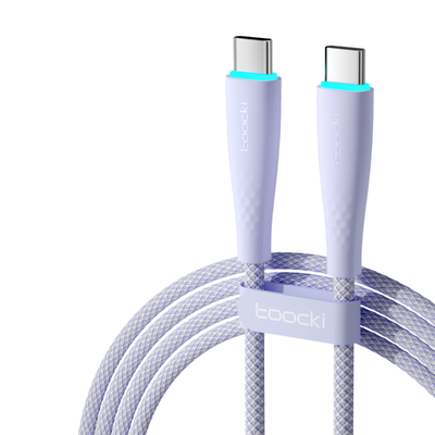 Cavo C-C 100W USB-C a USB-C, cavo intrecciato viola da 1m, ricarica rapida