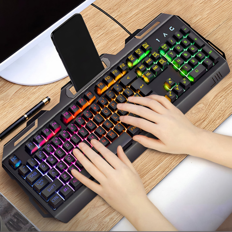 Mechanical Feel Gaming Keyboard con 104 tasti, interfaccia USB, per PC