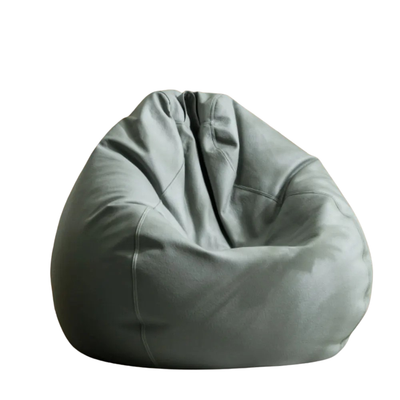 Sacco a soffietto in similpelle da 70 cm, imbottito, pouf lounge grigio-verde DD004