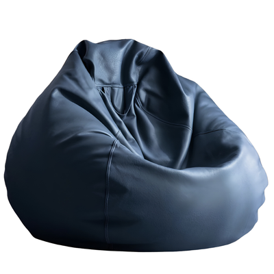 Poltrona sacco in similpelle blu, riempita, diametro 70 cm, DD004
