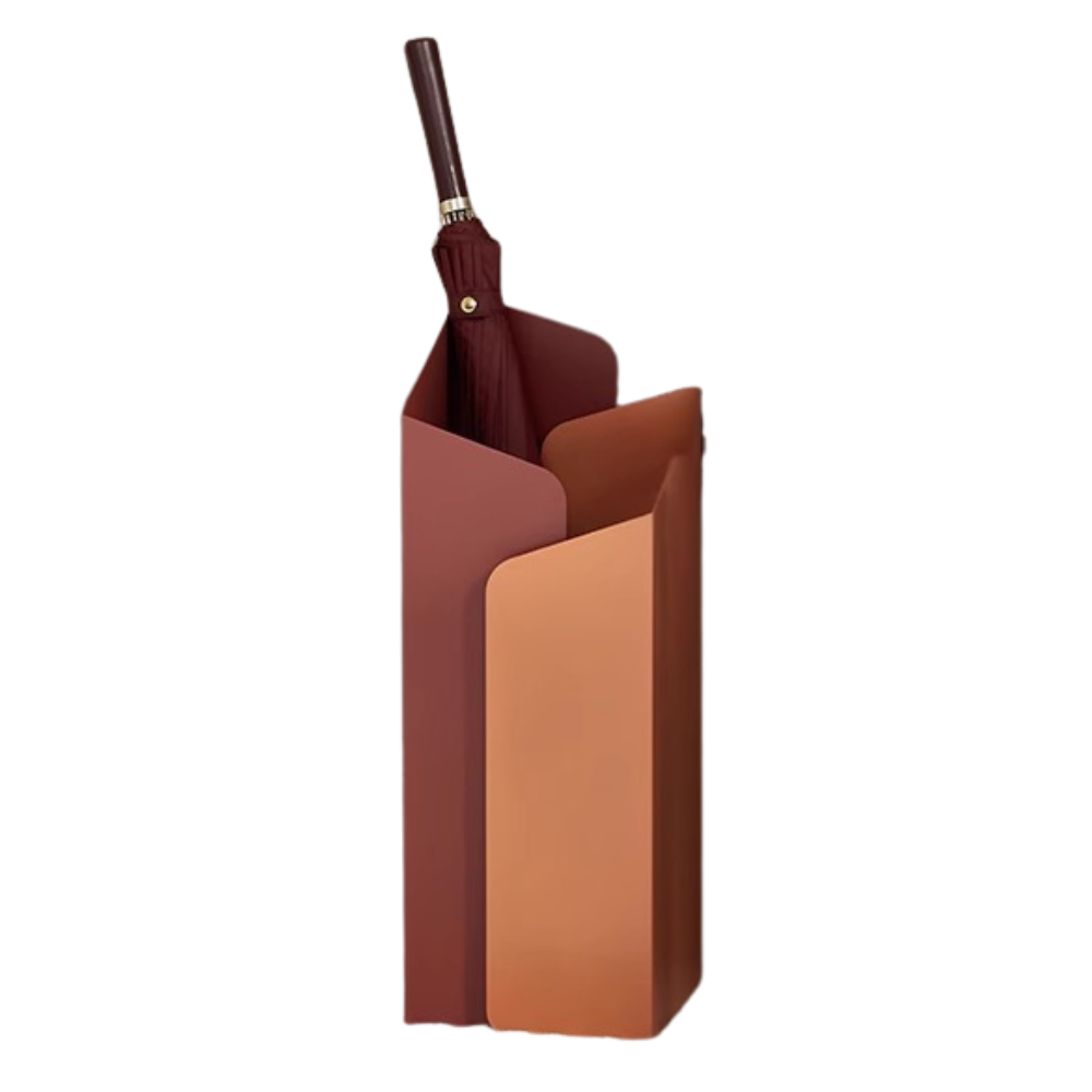 Portaombrelli in metallo con secchio di drenaggio, stile minimalista, dimensioni 56x22.5x20 cm.