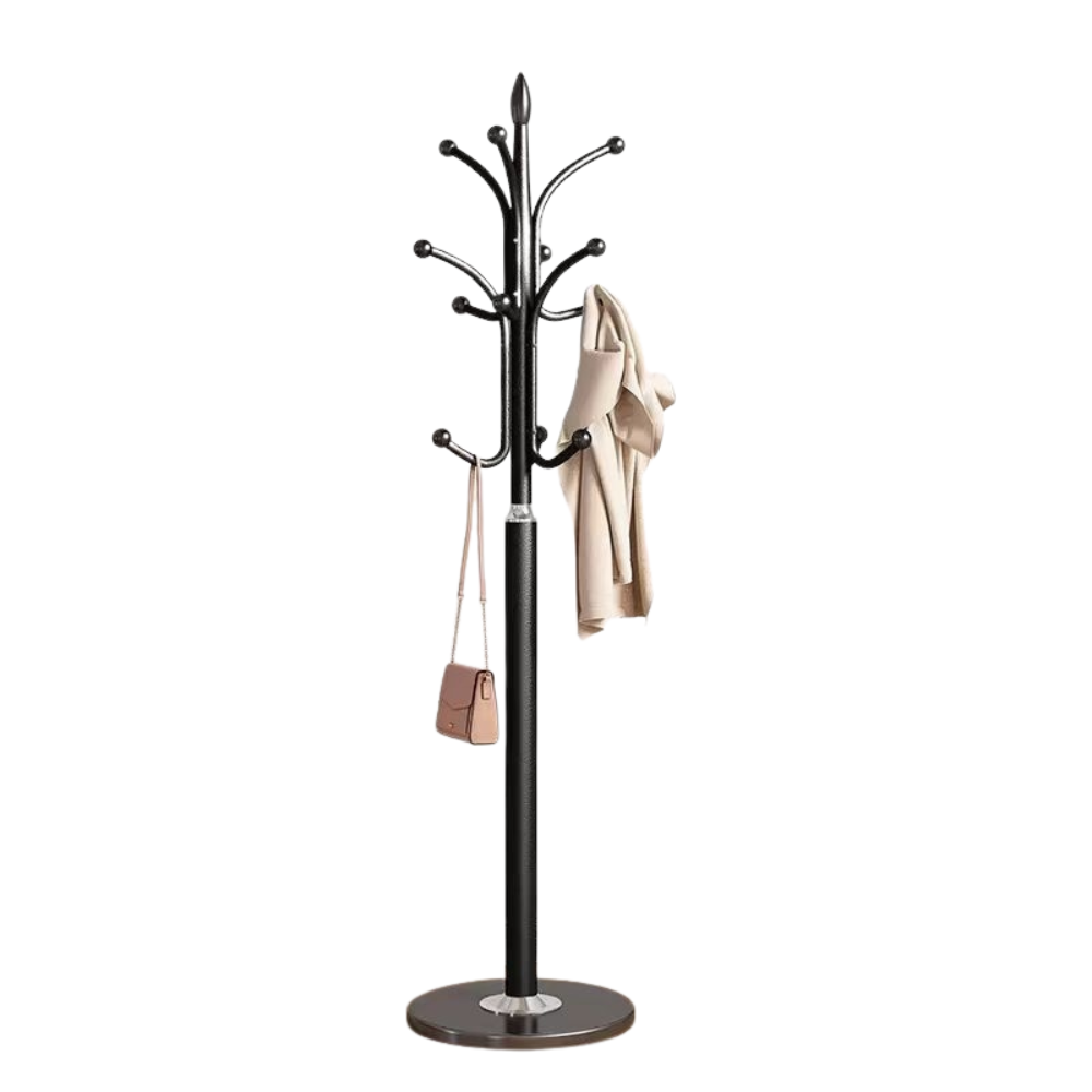 Appendiabiti a colonna in metallo, base rotonda, altezza 180 cm, stile semplice
