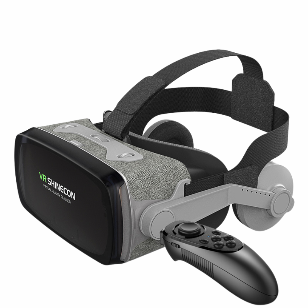 Occhiali VR Thousand Fantasy 9ª Generazione con cinturino, corpo in tessuto grigio e controller nero