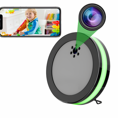 Telecamera di sorveglianza wireless con LED, conversazione vocale e visione notturna, corpo nero, confezione camera+supporto