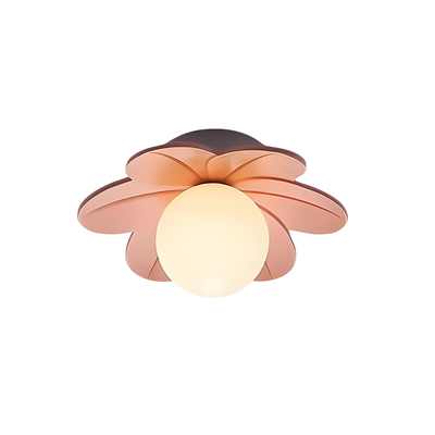 Plafoniera a fiore crema con petali rosa, corpo in resina e paralume in vetro satinato, per corridoio/balcone, 220V.