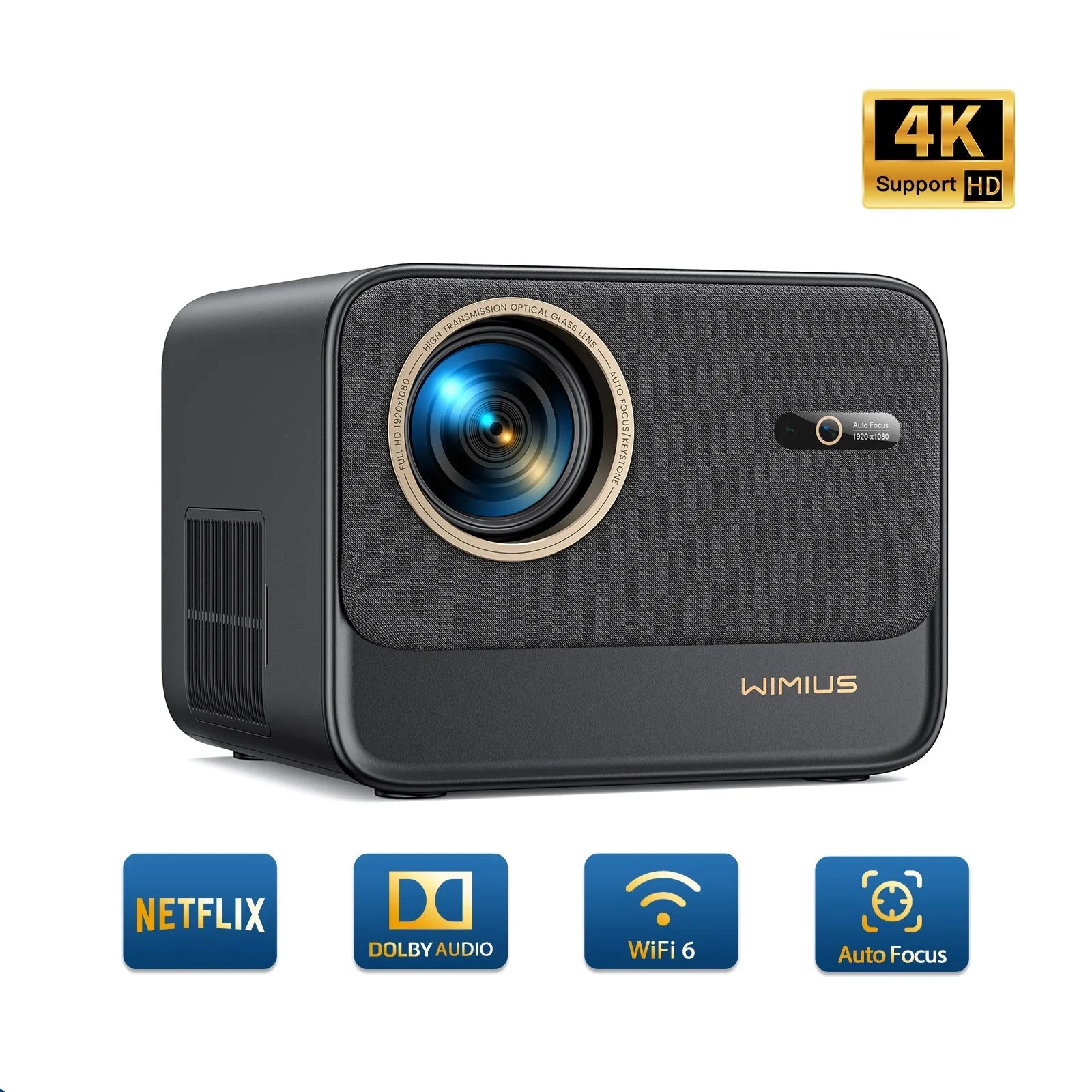 Proiettore 4K Video Audio Alta Qualità Distanza Proiezione Massima 5m Potenza 75W Accessori Cinema Casa Film - IN POWER SMARTECH