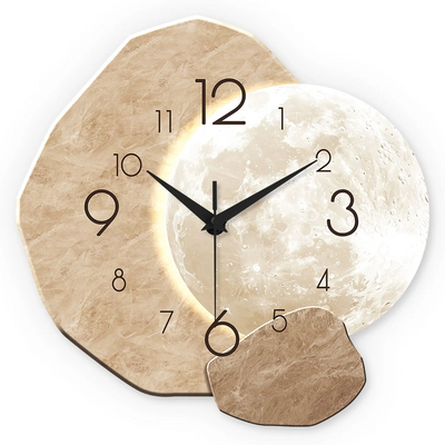 Orologio Parete Moderno Silenzioso Lunare Legno Decorazione