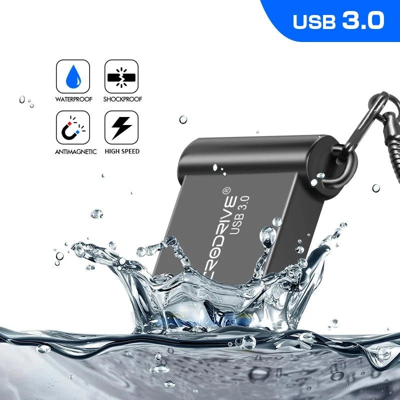 Chiavetta USB 16/32/64/128GB Velocità Rapida Metallo Archiviazione Pendrive Nero Argento Mini Rete Connettività - POWER SMARTECH