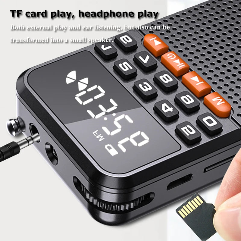 Radio Portatile FM/AM Bluetooth 5.0 Torcia LED Mini Tascabile Comoda Audio Accessori Elettronici - POWER SMARTECH