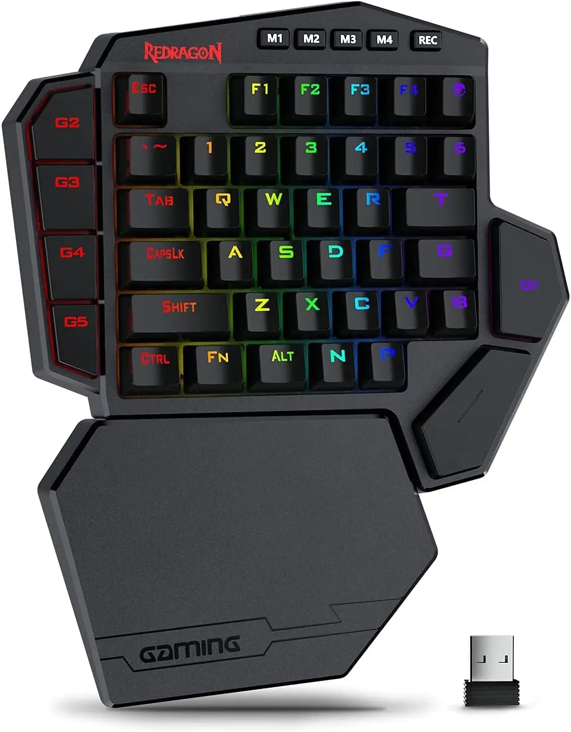 Tastiera Mano Singola Gaming Accessori Supporto Polso Staccabile 42 Tasti Luci RGB