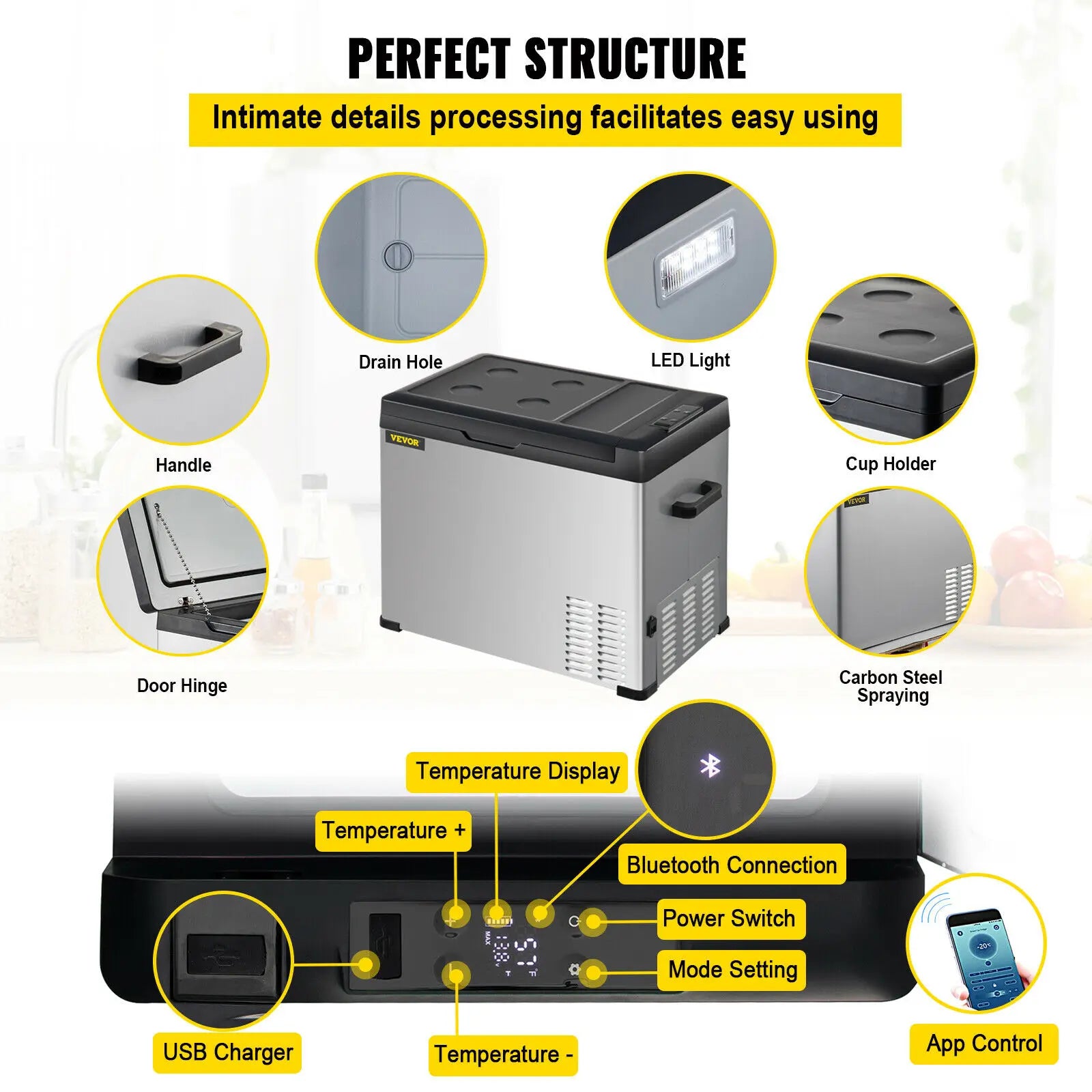 Congelatore Frigorifero Refrigerante Portatile Mini Capacità 30/40/50L Acciaio Inossidabile Resistente -20° Luce LED Elettrodomestici - POWER SMARTECH