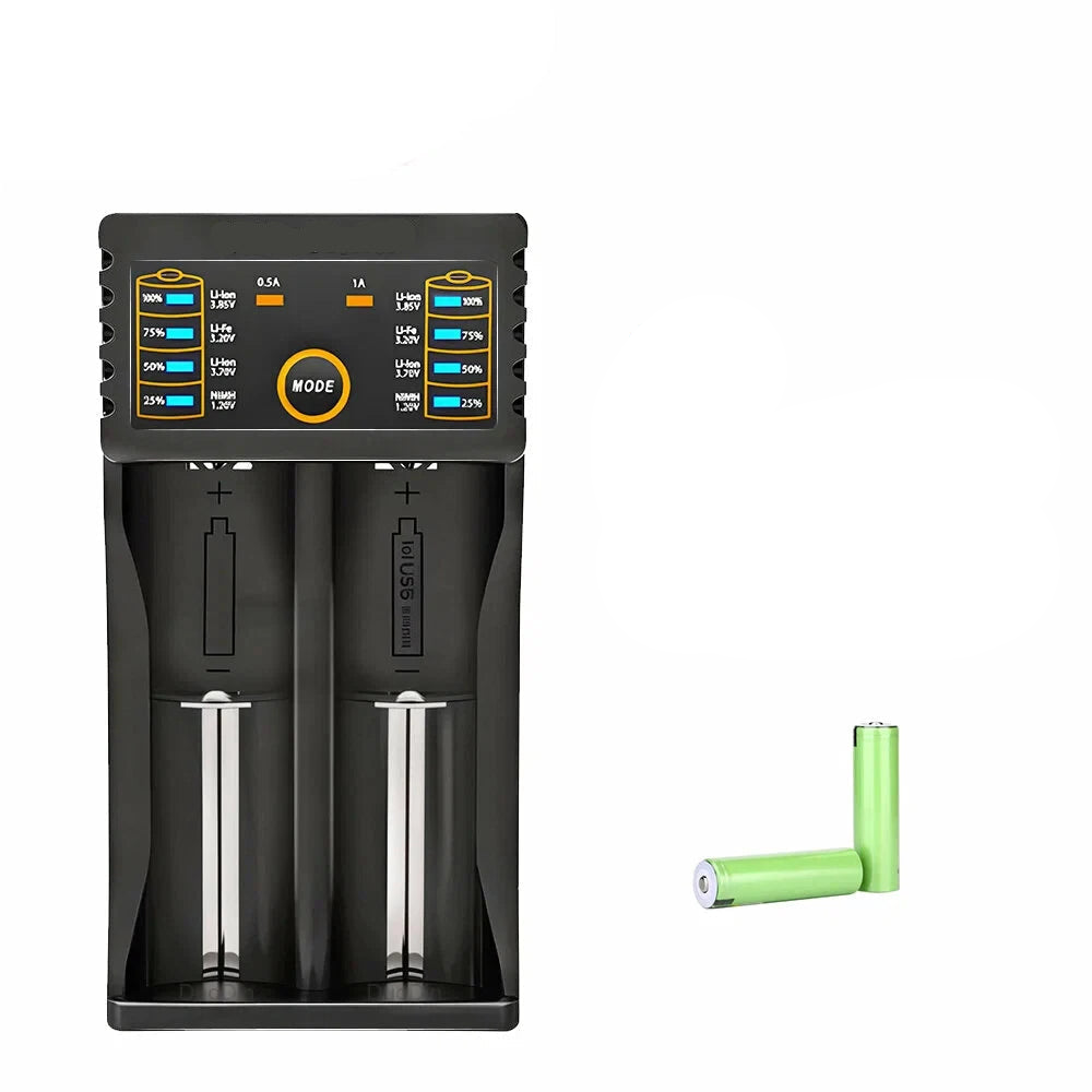 Caricatore Batterie Ricaricabili 2 Slot Compatibile Batterie AA/A/AAA USB