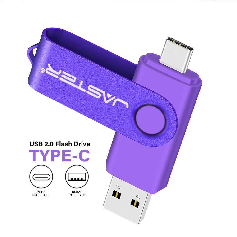 Chiavetta USB TipoC Doppia Entrata Metallo Resistente Diverse Capacità Diversi Colori Tappo Antipolvere Gancio Portachiavi Rete Connettività - POWER SMARTECH