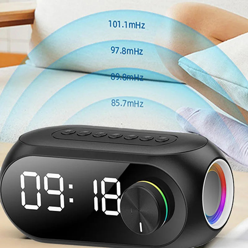 Radio FM Sveglia Portatile Luci LED Altoparlante Bluetooth Connessione 10m Ricarica Accessori Audio - POWER SMARTECH