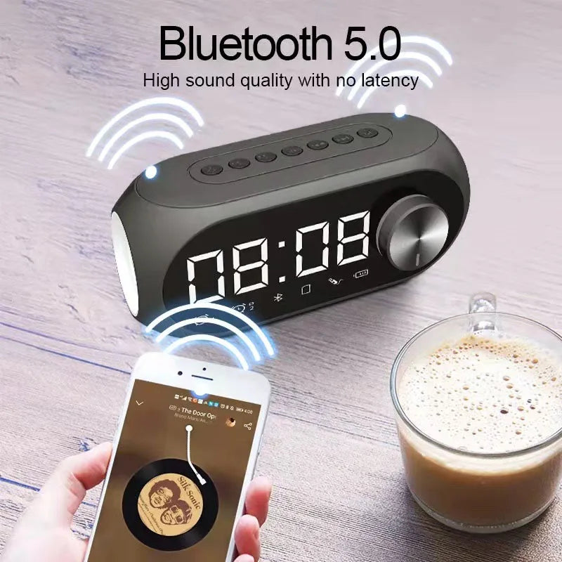 Radio FM Sveglia Portatile Luci LED Altoparlante Bluetooth Connessione 10m Ricarica Accessori Audio - POWER SMARTECH