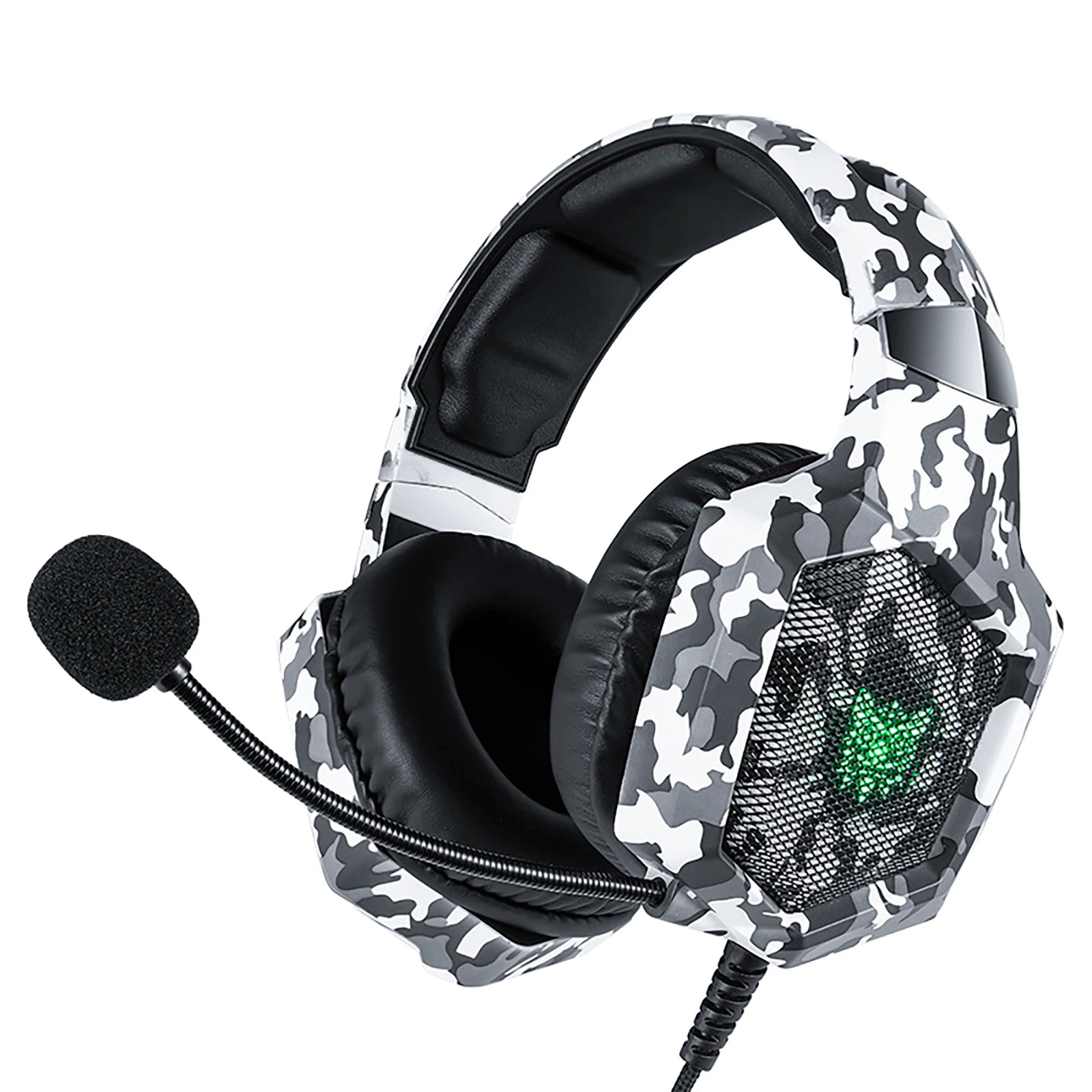 Cuffie Gaming Cablate Bianco Fantasia Militare microfono Suono 3D