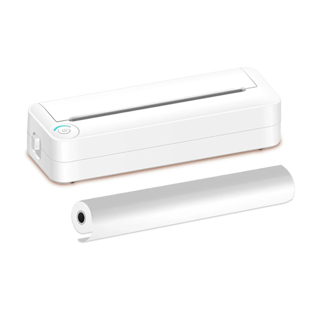 Stampante Bianco Rosa Portatile Ricaricabile USB Definizione 200dpi Include Rotolo Fogli A4 - POWER SMARTECH