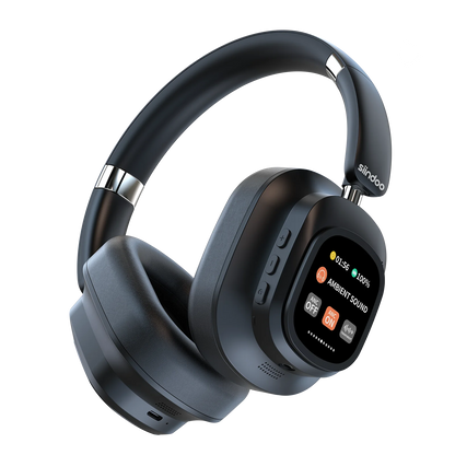 Cuffia Wireless Ibrida Cuffie Cancellazione Attiva Rumore Schermo LED Multi-Controllo Magnetico