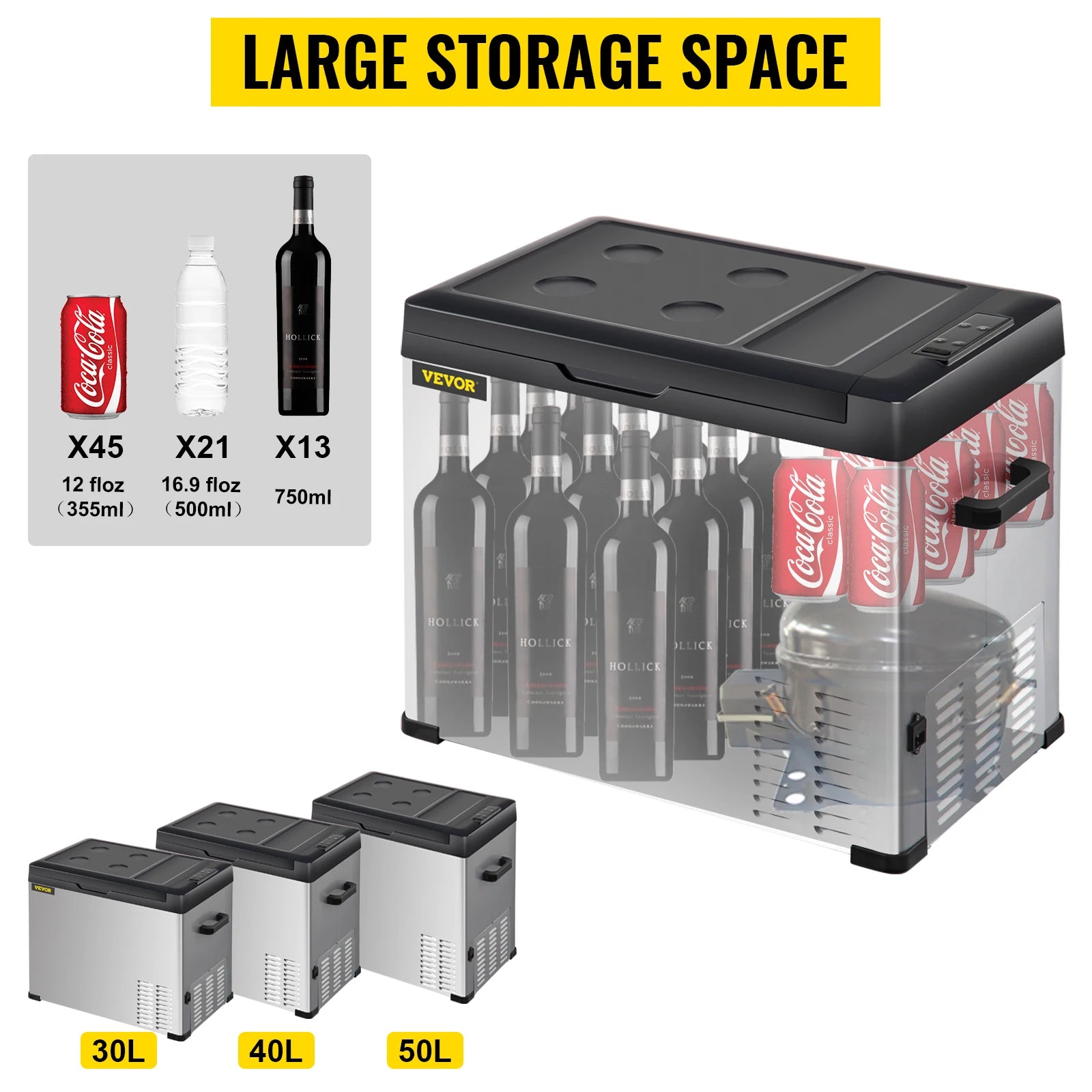 Congelatore Frigorifero Refrigerante Portatile Mini Capacità 30/40/50L Acciaio Inossidabile Resistente -20° Luce LED Elettrodomestici - POWER SMARTECH